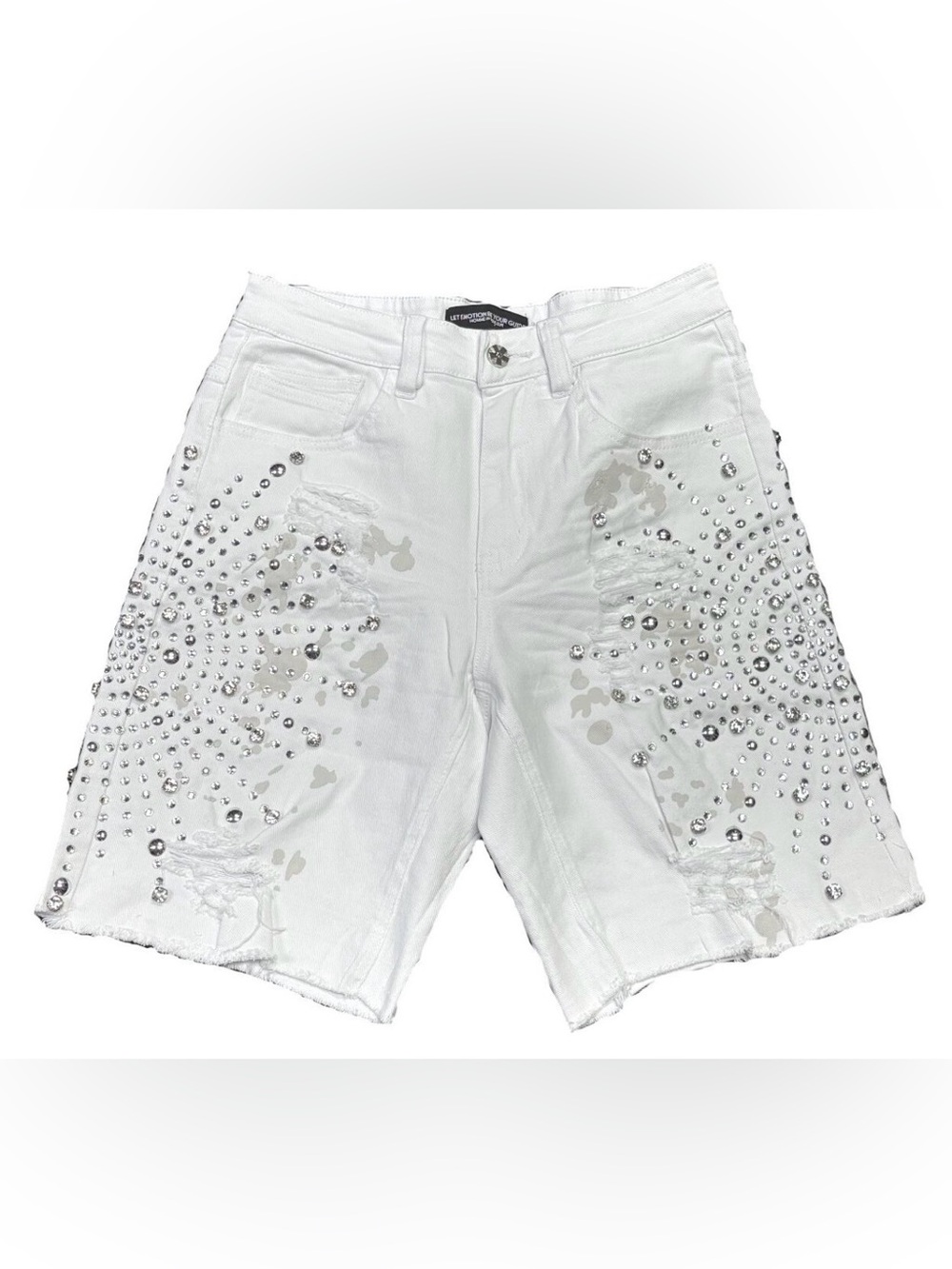 Hudson Homme de Douleur STUD & STONE DENIM SHORT
Style# 643
Color: White